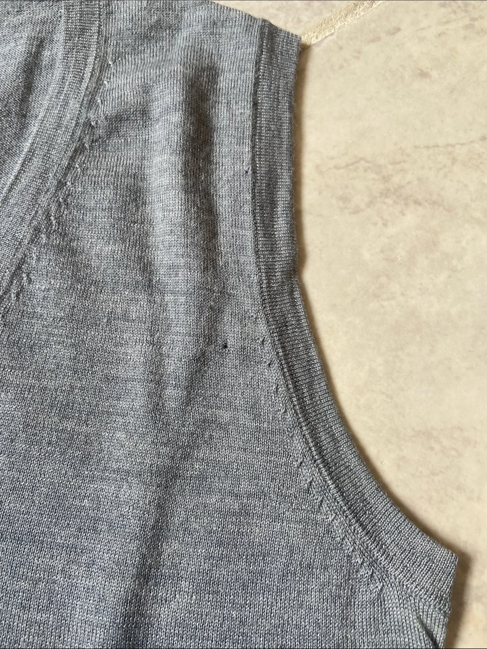 TM LEWIN Tank V Neck Vest Grey Gray 100% Wool Merino S Small